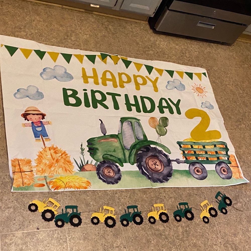 Happy Birthday Tractor Banner